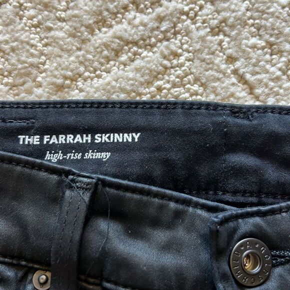 Adriano Goldschmied AG The Farrah Skinny High Rise Black Coated Jeans 25R - Picture 10 of 16